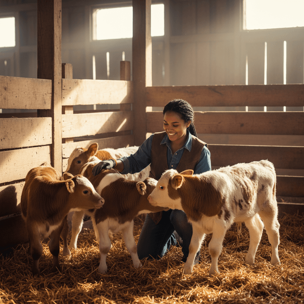 Professional calf handling and care