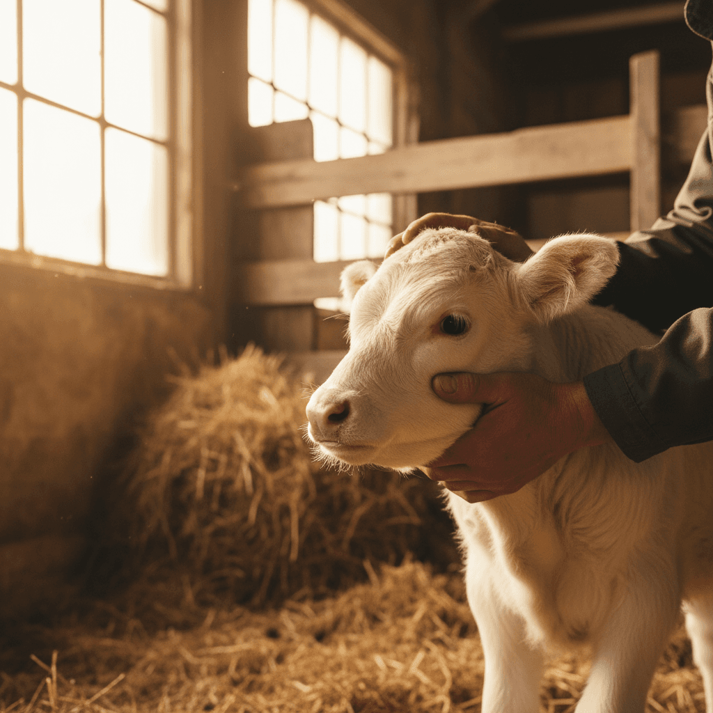 Calf care and handling by experienced livestock professional
