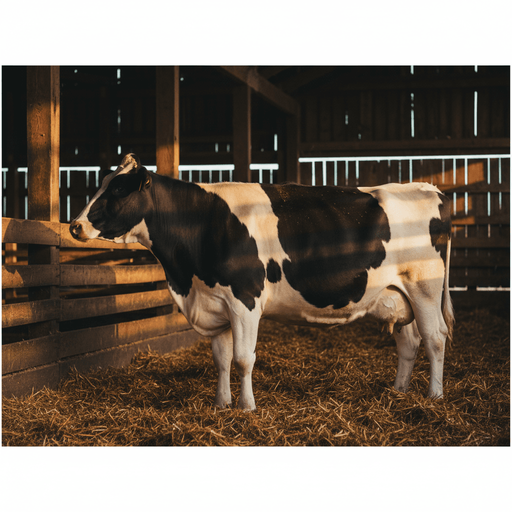 Healthy dairy cow in Forest Grove barn