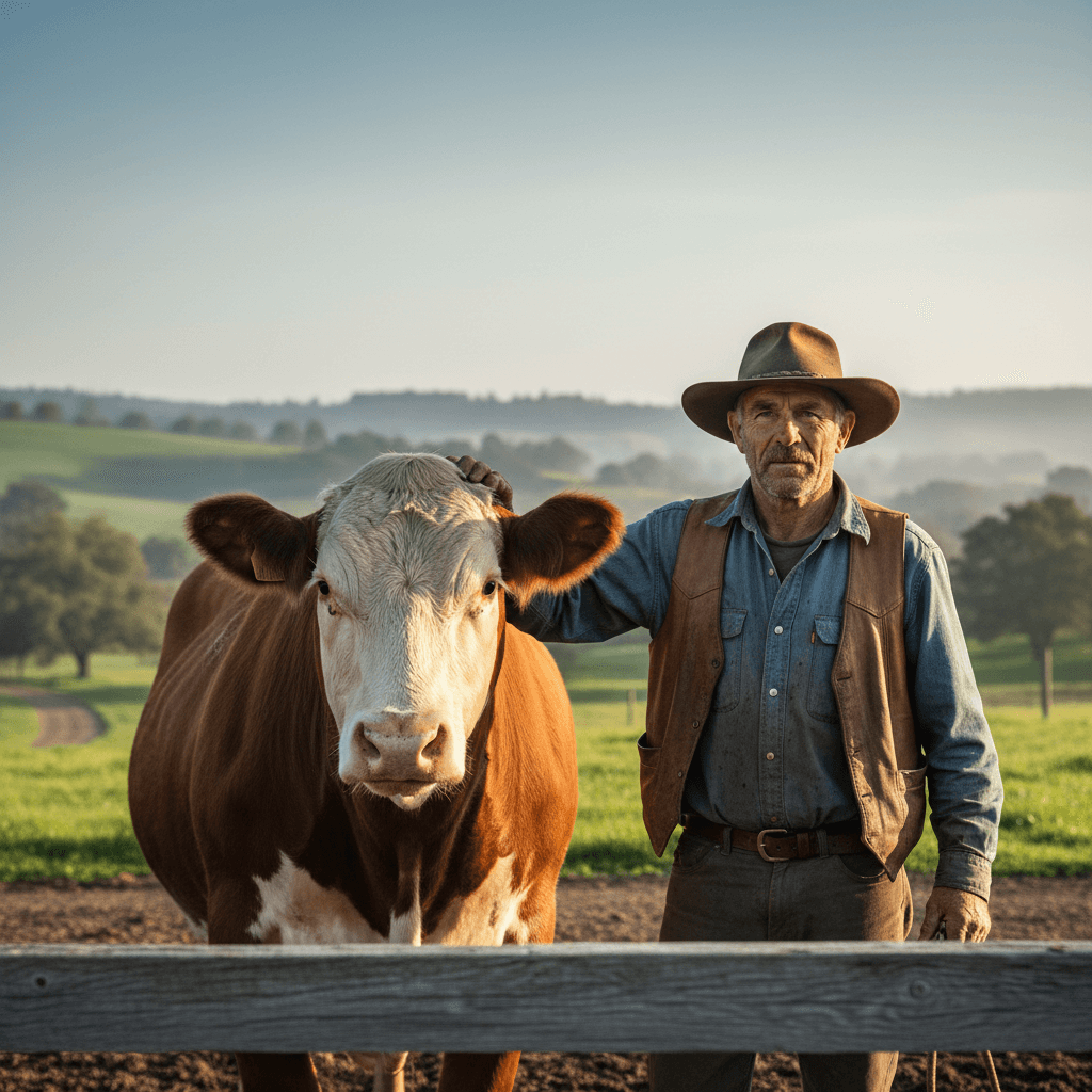 Professional cattle handler working with beef cattle