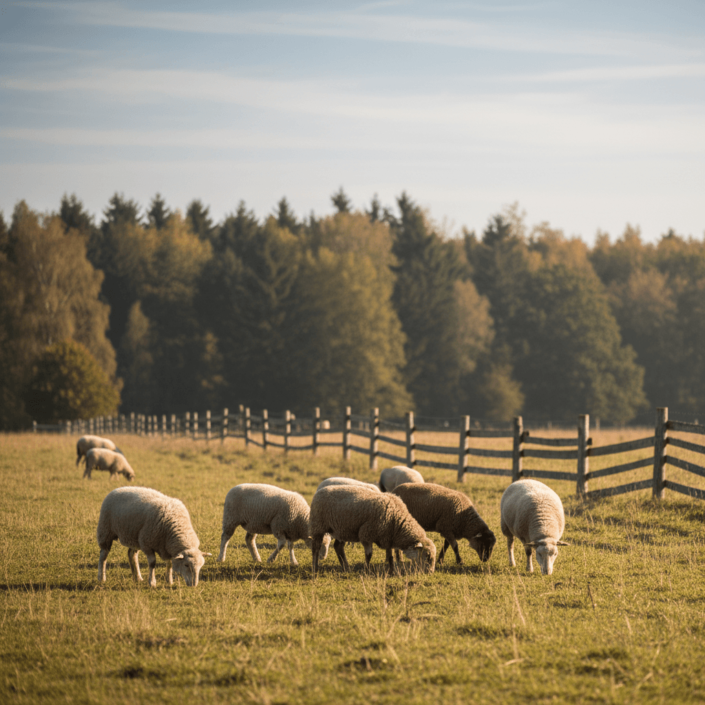 Sheep grazing in pastoral Forest Grove setting