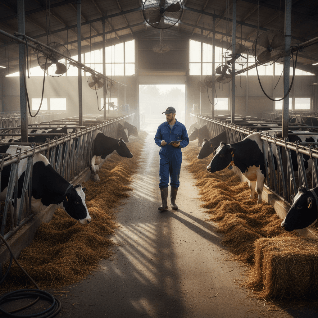 Dairy cow herd management in professional farm setting